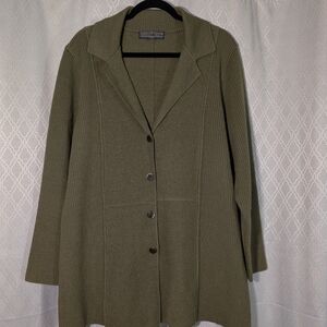 Herman Geist Wool Cardigan Jacket Women’s Olive Green Button Front 1X